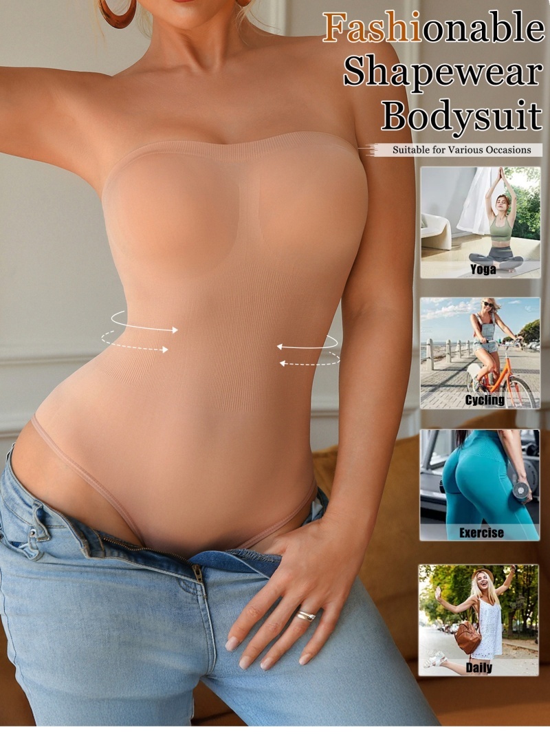 Shapewear Bodysuit Firm - 심리스 스트랩리스 보정 속옷, 여성용 복부